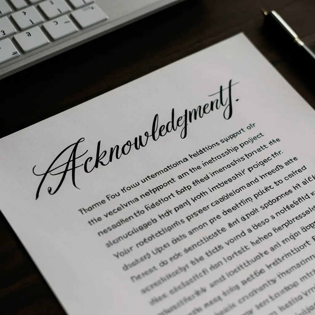 Acknowledgement for University Project