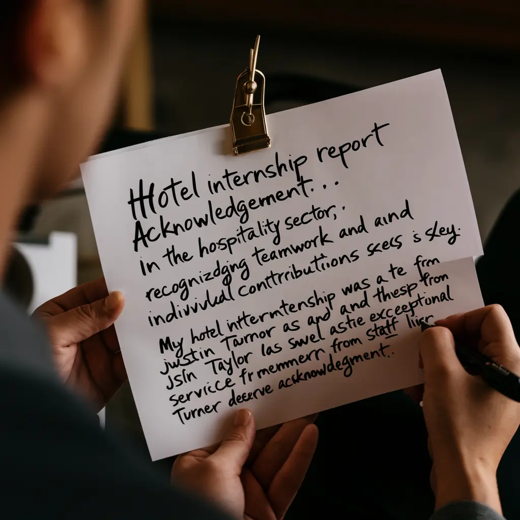 Hotel Internship Report Acknowledgement