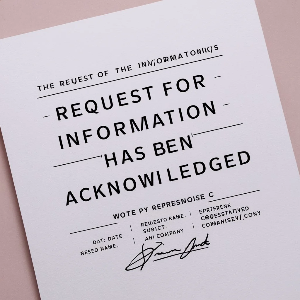 Acknowledgement of Request for Information Received