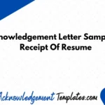 Acknowledgement Letter Sample For Receipt Of Resume