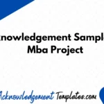 Acknowledgement Sample For Mba Project