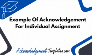 Example Of Acknowledgement For Individual Assignment