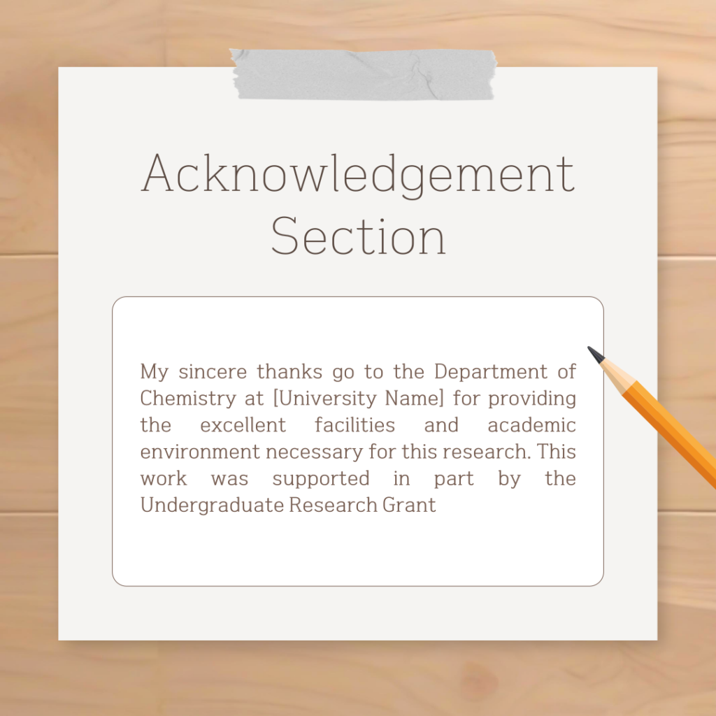 acknowledgement for chemistry project